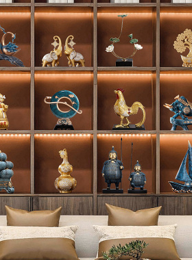 中式家居办公室桌面摆件书房博古架酒柜装饰品电视柜玄关摆设招财