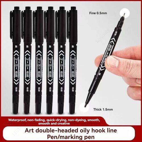 10Pcs/set Double Tip Art Black Blue ink Permanent Paint Mark