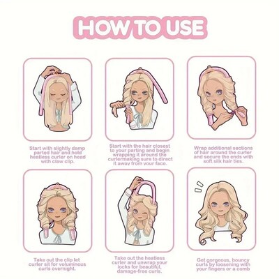 Heatless Curling Rod Set Headband No Heat Silk Curls Ribbon