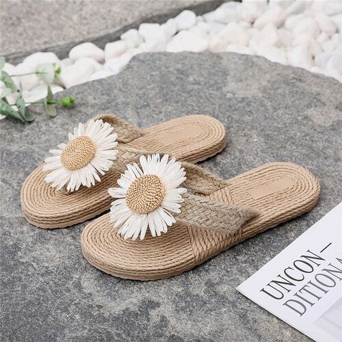 2023 New Summer Imitation Straw Womens Sandals Flip-flops F