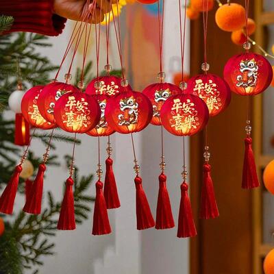 New Year Hanging Ornament Red Glowing Lanterns Chinese Mini