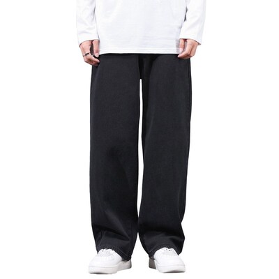 Jeans Mens Pants Straight Leg Loose Black Pants Simple Casu