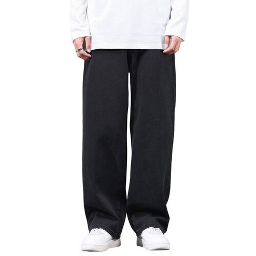 Jeans Mens Pants Straight Leg Loose Black Pants Simple Casu