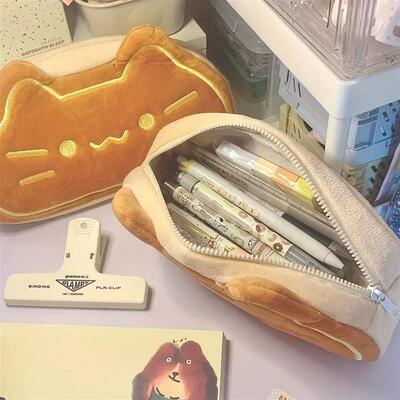 Caramel Cat Plush Pen Case - Large Capacity, Perfect Birthda