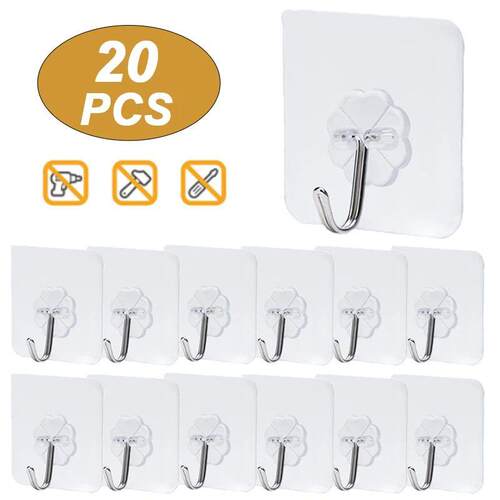 20/10/Pcs Transparent Wall Hooks Hangers Self Adhesive Door