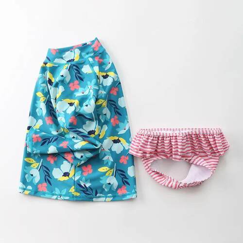 Swimwear for Girls Two Piece Long Sleeve Baby Swimsuit Anti