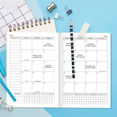 2024 A4 Calendar Week Calendar 12 Month Plan Planning Notebo