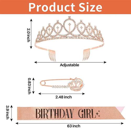 1Pc 3 4 5 6 7 10 15 18 21 30 Birthday Crystal Crown Girl Que
