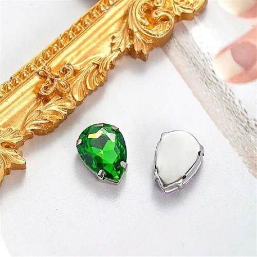 50Pcs/Pack Teardrop Shape Glitter Sewing Rhinestones Sew On