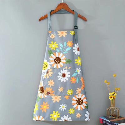 Cute Flower Kitchen Household Oil-Proof Cooking Apron For Wo