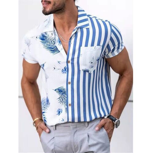 2022 Fashion Men Hawaiian Shirt Short Sleeve Streetwear Prin