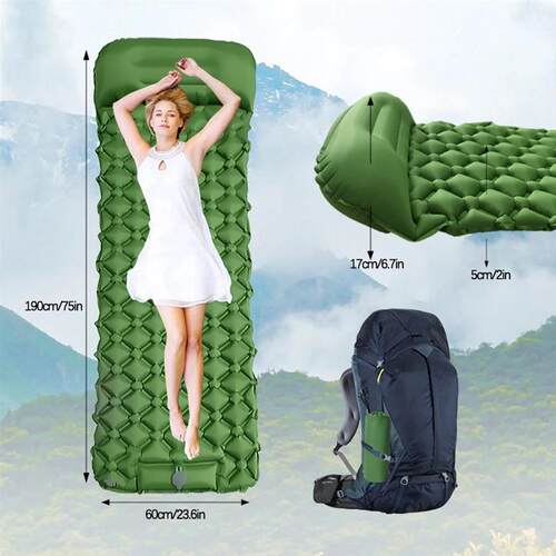 Outdoor Camping Inflatable Mattress Sleeping Pad With Pillow