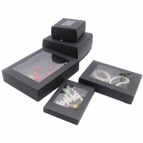 5Pcs Kraft Paper Cookie Candy Box PVC Window for Wedding Chr