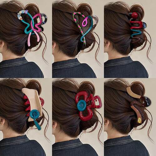 发夹Hot Sale Solid Color Claw Clip Large Barrette Crab Hair1