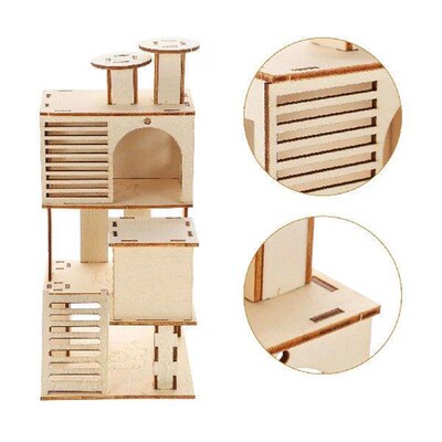 Premium Hamster Wooden Ladder House Habitat Pet Exercise