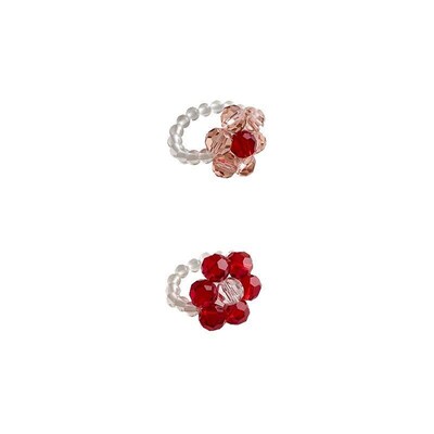 Handmade Retro Beaded Crystal Flower Ring Cute Braided Ring