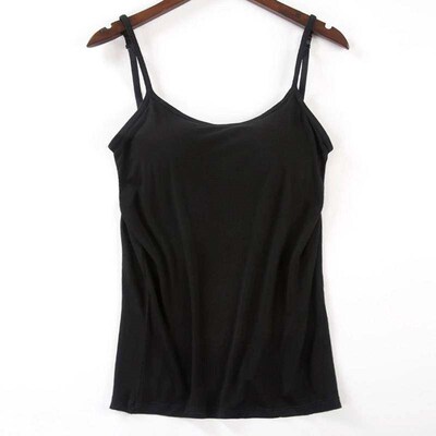 New Padded Bra Tank Top Women Modal Spaghetti Solid Cami Top