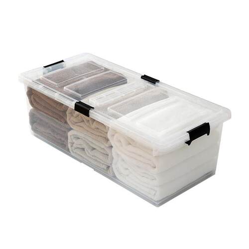 Large flat wheeled storage box Clothing quilt under bed stor
