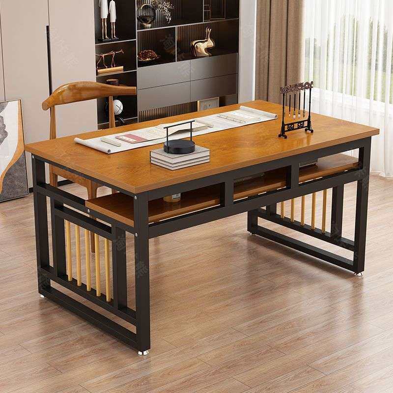 新款书法桌新中式钢木书桌毛笔书画桌案台简易国学桌子家用书房