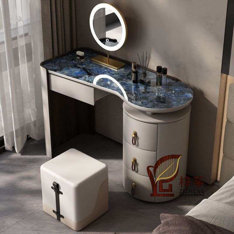 马鞍皮轻奢现代梳妆台新款简约设计师卧室岩板奶油风实木化妆桌子,3C数码配件,其它配件,淘宝优惠券,粉丝福利购,淘宝优惠卷