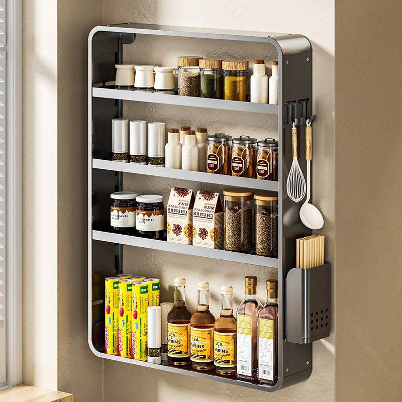 厨房置物架免打孔多功能家用壁挂式调味料筷子酱油瓶用品大全收纳