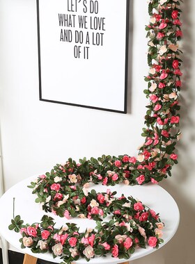 Rose Artificial Silk Flowers Garland for Christmas Wedding H