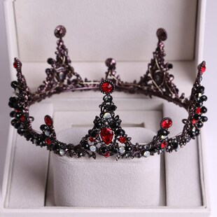 Baroque Black Crystal Big Round Bridal Tiaras Crowns Pageant