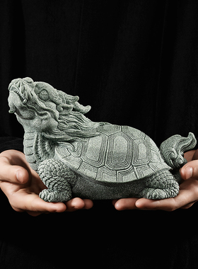 青砂石招财瑞兽神兽玄武家居客厅摆件创意鱼缸造景沉水造景摆设