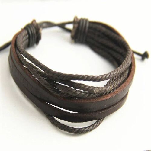Delysia King Leisure Fashion Mens Hand-woven Multilayer Lea