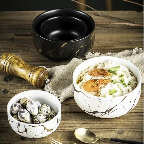 Nordic Style Marble Ceramic Bowl, Home Tableware Set, Porcel
