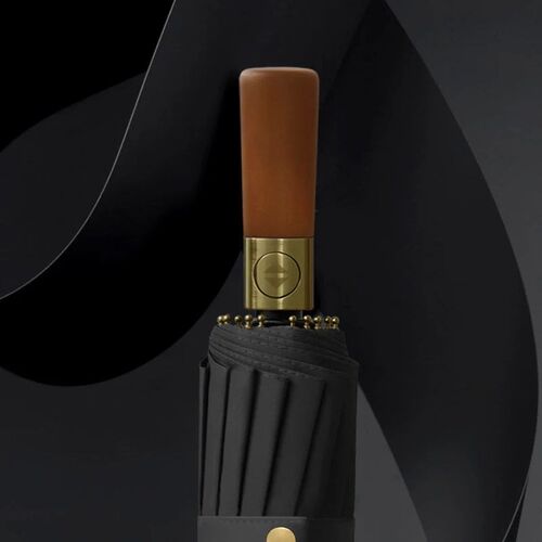 16 Ribs Full-Automatic Log Handle Umbrella For Men Large Thr