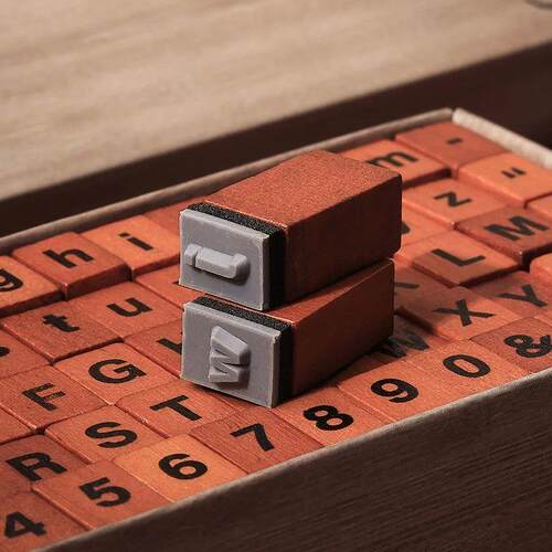 70 Pcs Alphabet Stamps Vintage Wooden Rubber Letter Number S