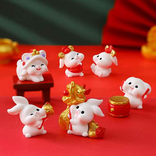 Mini Chinese New Year The Rabbit Zodiac Resin Small Bunny Ka