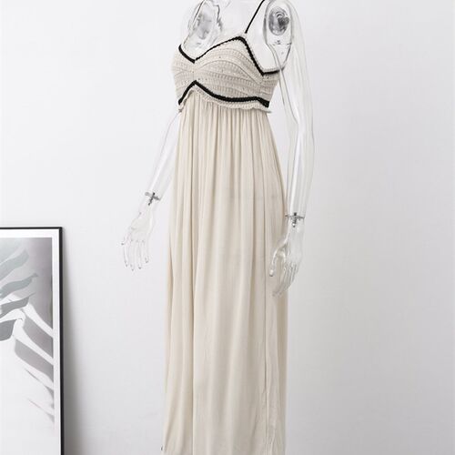 Fashion Knitted Patchwork Suspender Maxi Dress For Women Sex