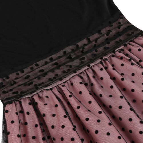 SISHION Short Sleeve Mesh Tulle Patchwork Pink Dress VD