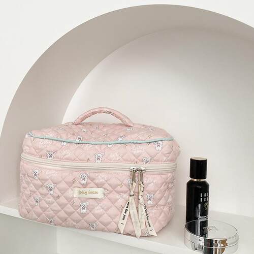 Cute Quilting Cotton Makeup Bag Women Zipper Cosmetic Organi