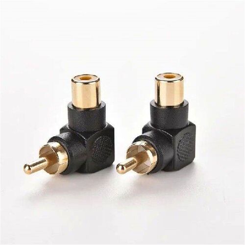 1PC Black Right Angle RCA Male to Female Adapter 90 Degree