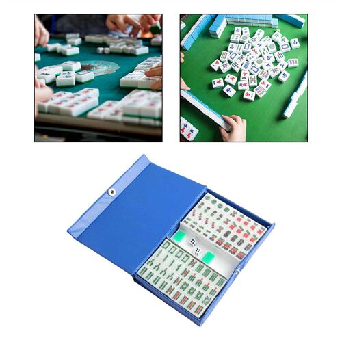 Portable Chinese Mini Mahjong Set Tiles Game with Storage Bo