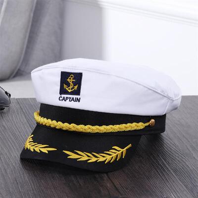 Adult Yacht Boat Ship Sailor Captain Costume Hat Cap Navy