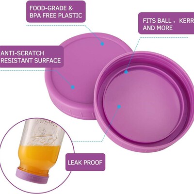 Plastic Mason Jar Lids Colored Storage Caps for Canning Jars