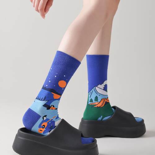 AB Version INS Street Individuality Cartoon Cotton Socks