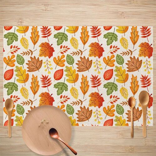 Thanksgiving Decorative Linen Dining Table Mats Kitchen Supp