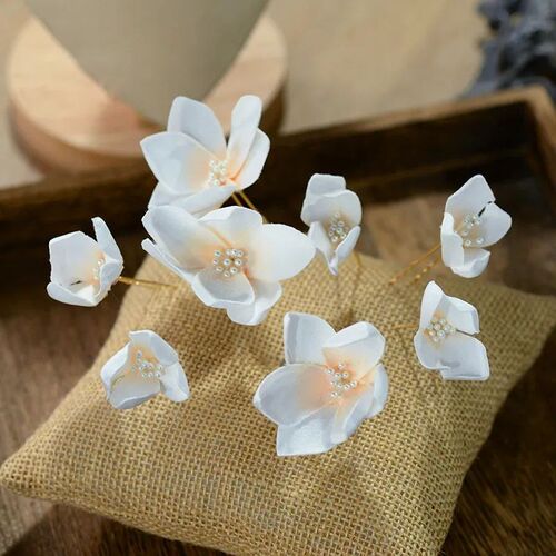 8pics Cute Women Flower Brides Hairpins with Earring Handmad