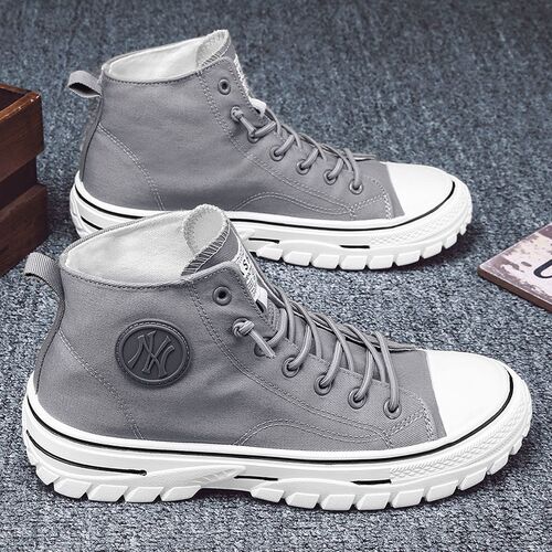 Men Vulcanized Shoes 2023 British Style High Top Casual Snea
