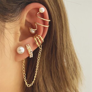 JWER Tassel cate Female Clip Buckle Earrings Cuff Pie Ear