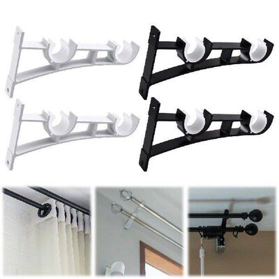 2 Pack Double Curtain Rod Brackets Wall Mount Bracket