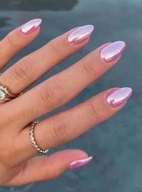 24Pcs Simple Wine Red Fake Nail with Glue Mid-length Almond