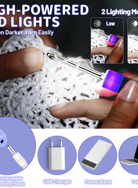 12pcs Lighted Crochet Hook Set with Counter Ergonomic Knitti