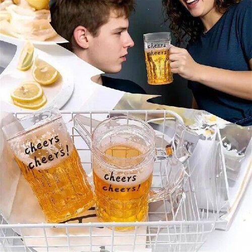 Novelty Beer Mug Clear Beer Mug Freezer Cup 450ml Leakproof