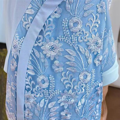 Womens Plus Size Dress Stitching Embroidered Lace Slim-fit